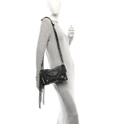 Balenciaga Agneau Classic Silver Hardware Mini City Logo Strap Black White 2 of 10