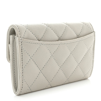 Chanel Caviar Quilted Flap Card Holder Wallet Light Grey 3 of 9