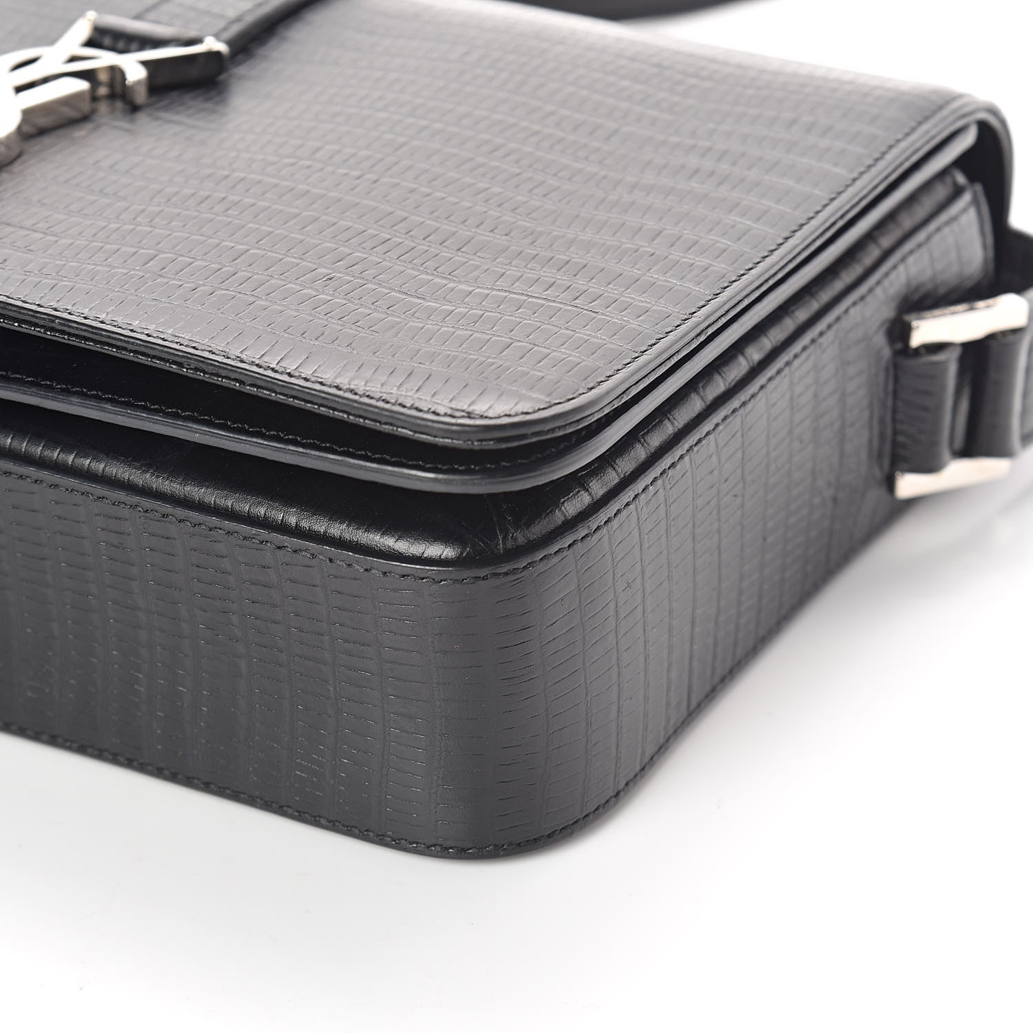 Saint Laurent Lizard Calfskin Embossed Classic Medium Monogram Universite Bag Black 8 of 8