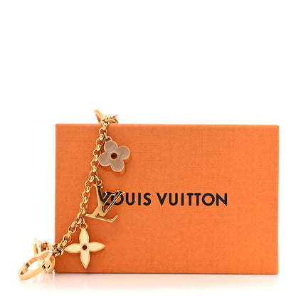 Louis Vuitton Brass Enamel Fleur De Monogram Bag Charm Chain Gold 4 of 4