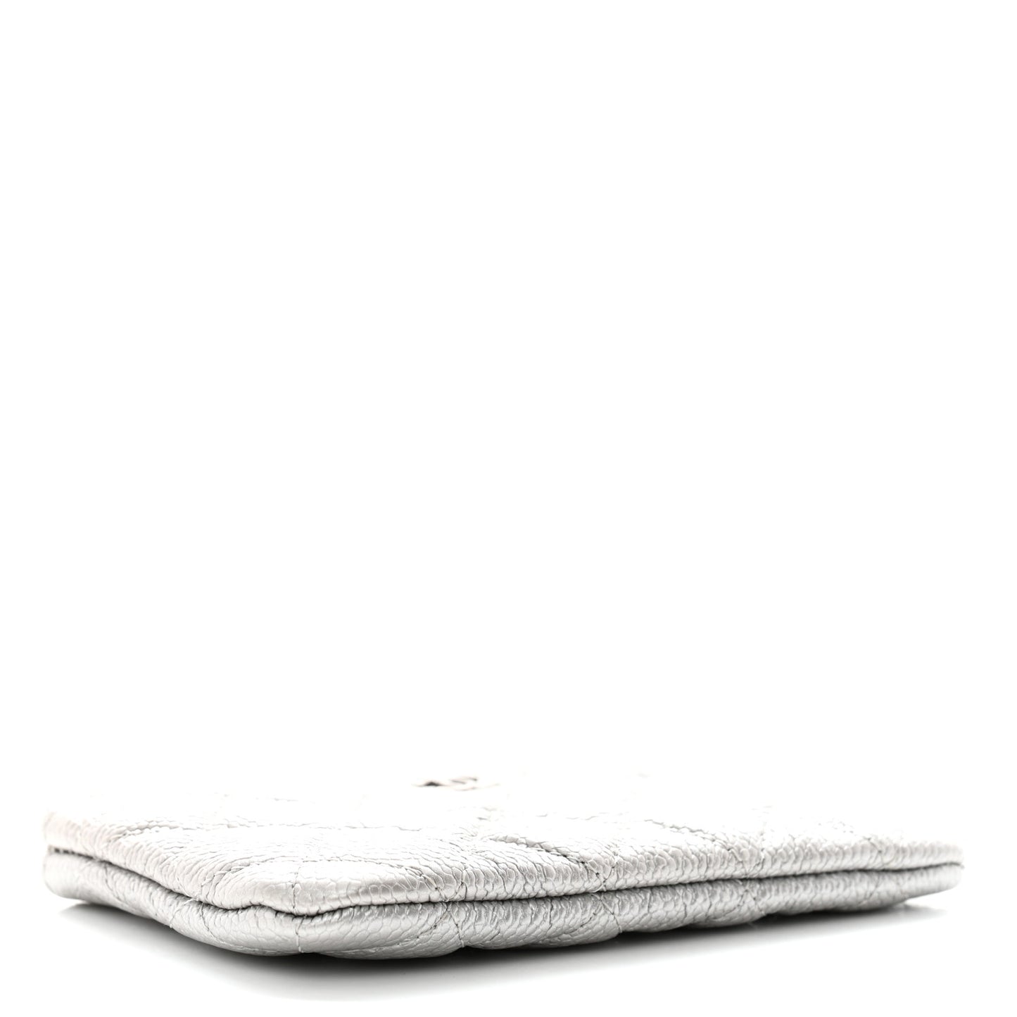 Metallic Caviar Quilted Small Cosmetic Case Silver