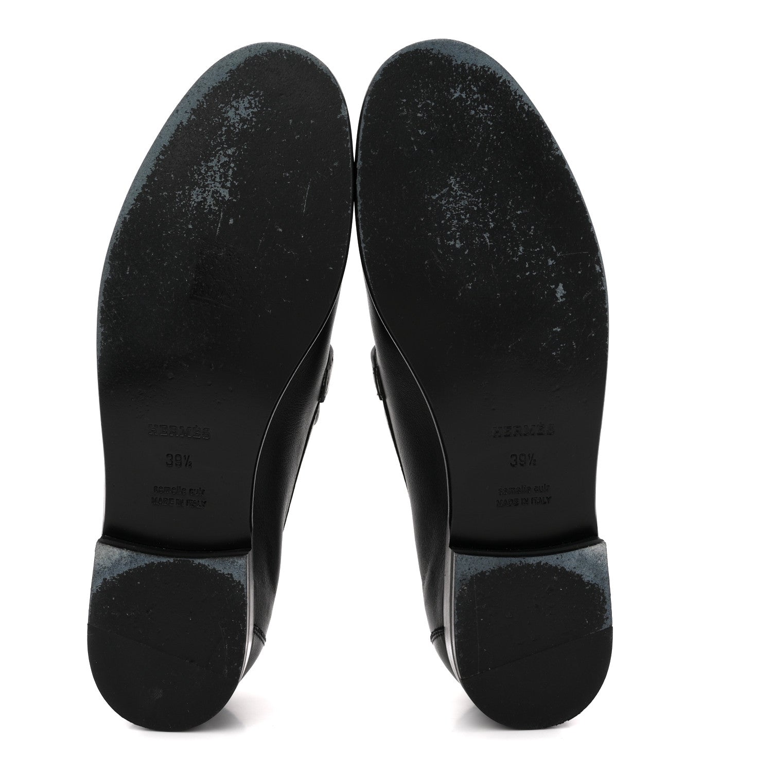 Hermes Calfskin Womens Destin Loafers 39.5 Black White 6 of 11