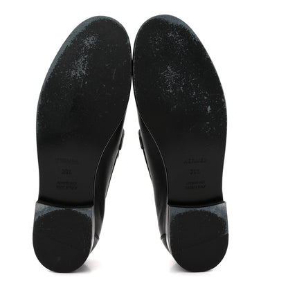 Hermes Calfskin Womens Destin Loafers 39.5 Black White 6 of 11