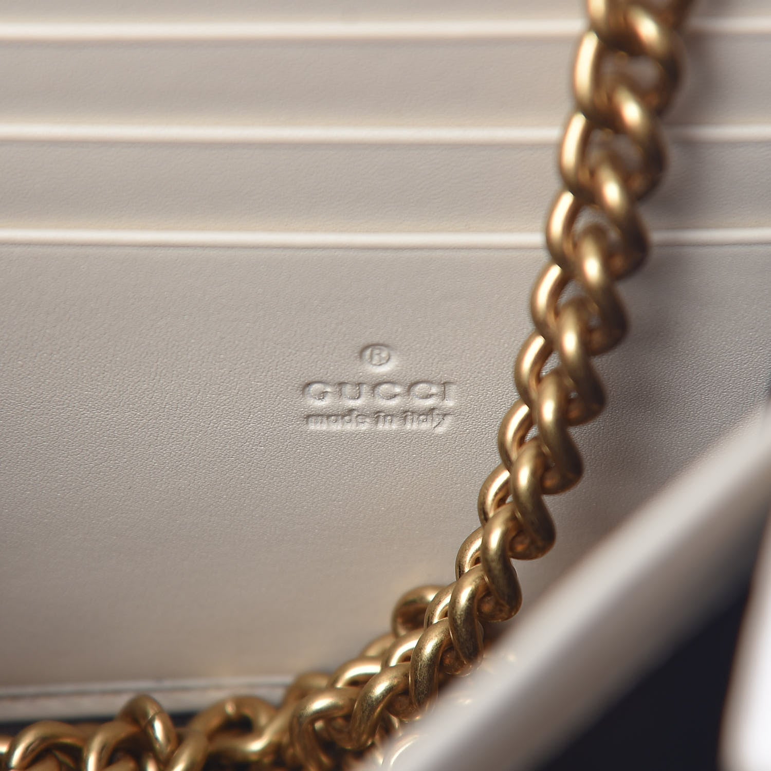 Gucci Calfskin Matelasse GG Marmont Chain Wallet Mystic White 6 of 12