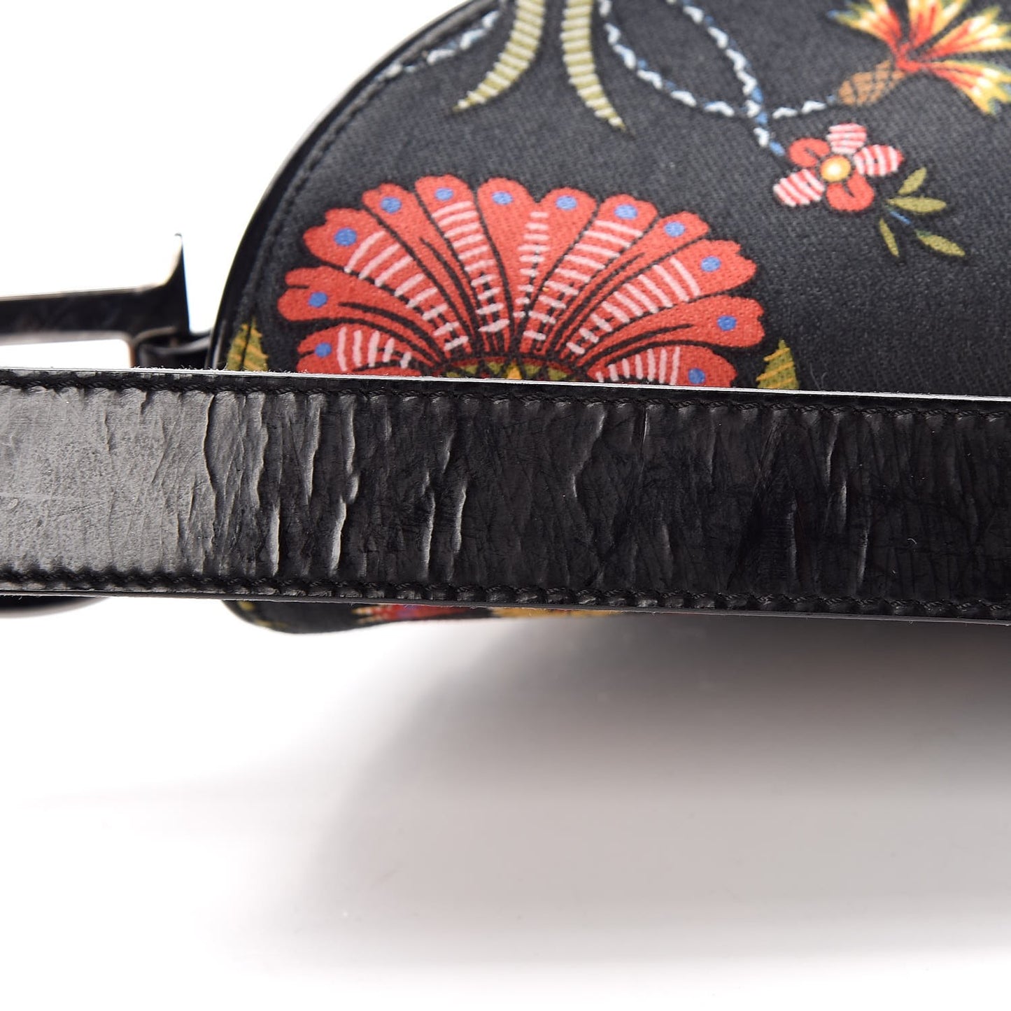 Canvas Floral Saddle Bag Black