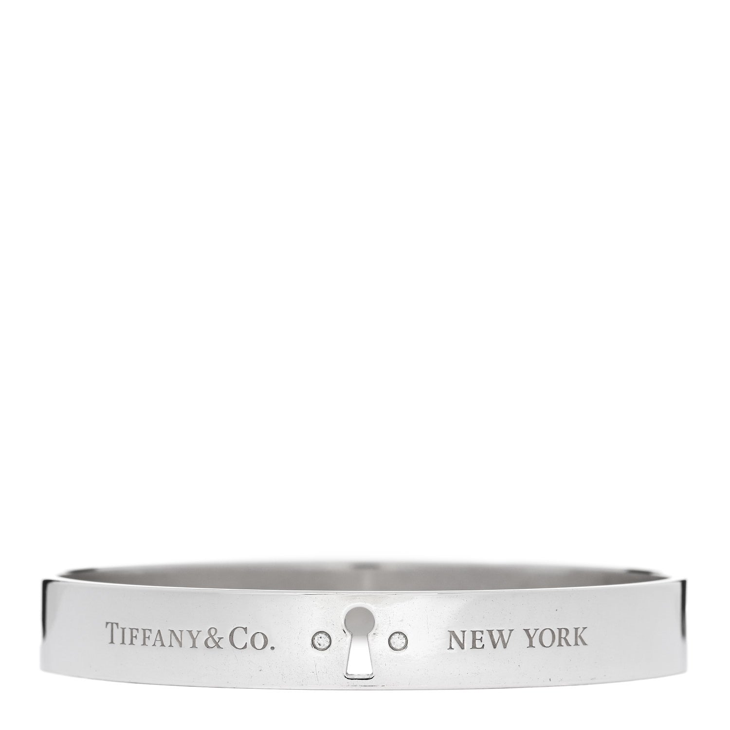 Tiffany Sterling Silver Diamond Narrow Locks Bangle Bracelet