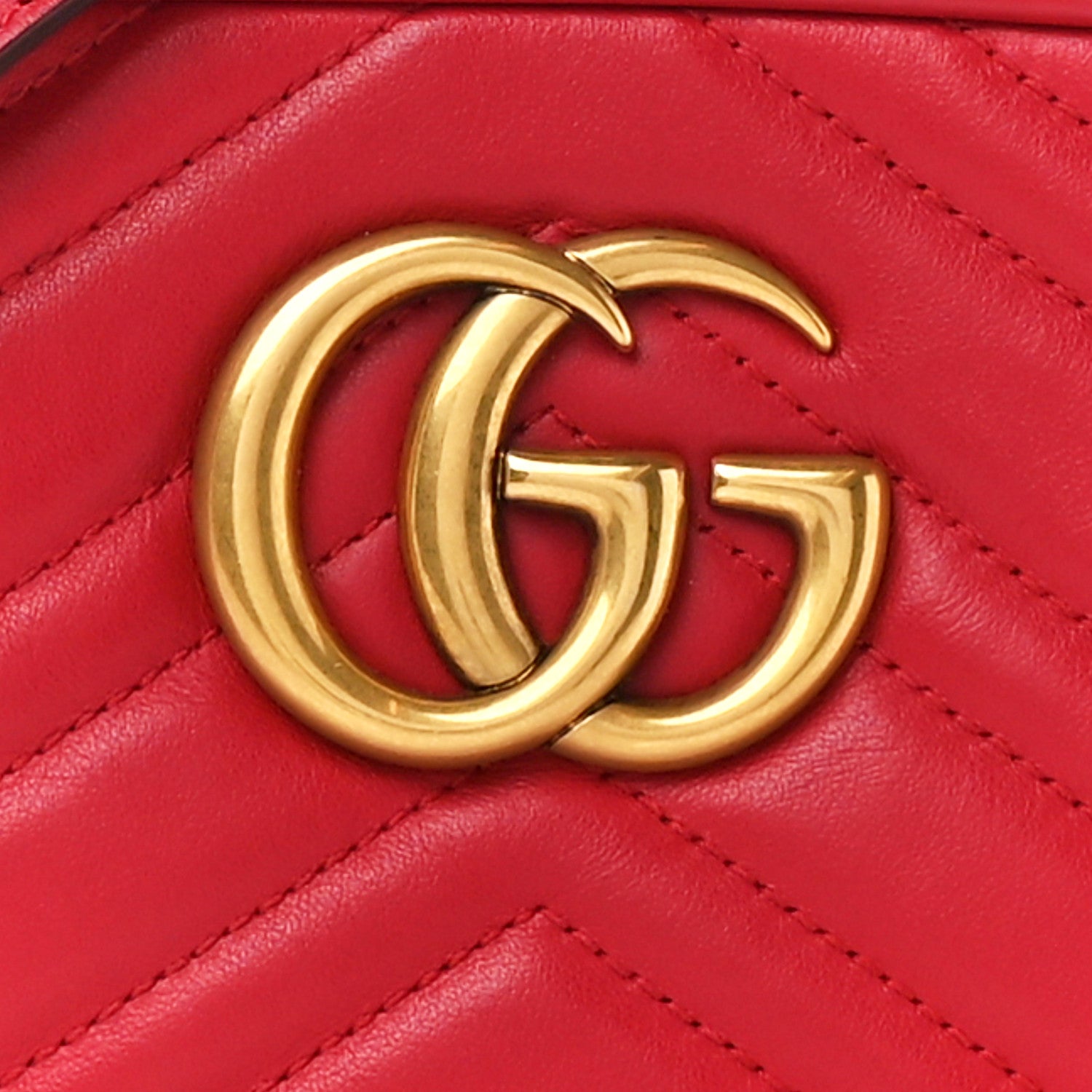 Gucci Calfskin Matelasse Small GG Marmont Chain Shoulder Bag Hibiscus Red 9 of 12