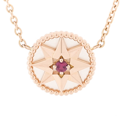Christian Dior 18K Rose Gold Ruby Mother of Pearl Rose Des Vents Necklace 4 of 7