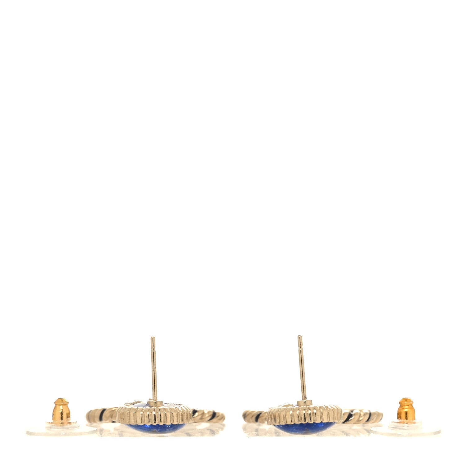 Chanel Resin Star CC Drop Earrings Blue Gold 3 of 5