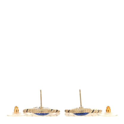 Chanel Resin Star CC Drop Earrings Blue Gold 3 of 5