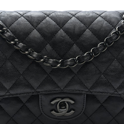 Chanel Crumpled Calfskin Quilted Medium Double Flap So Black 8 of 10