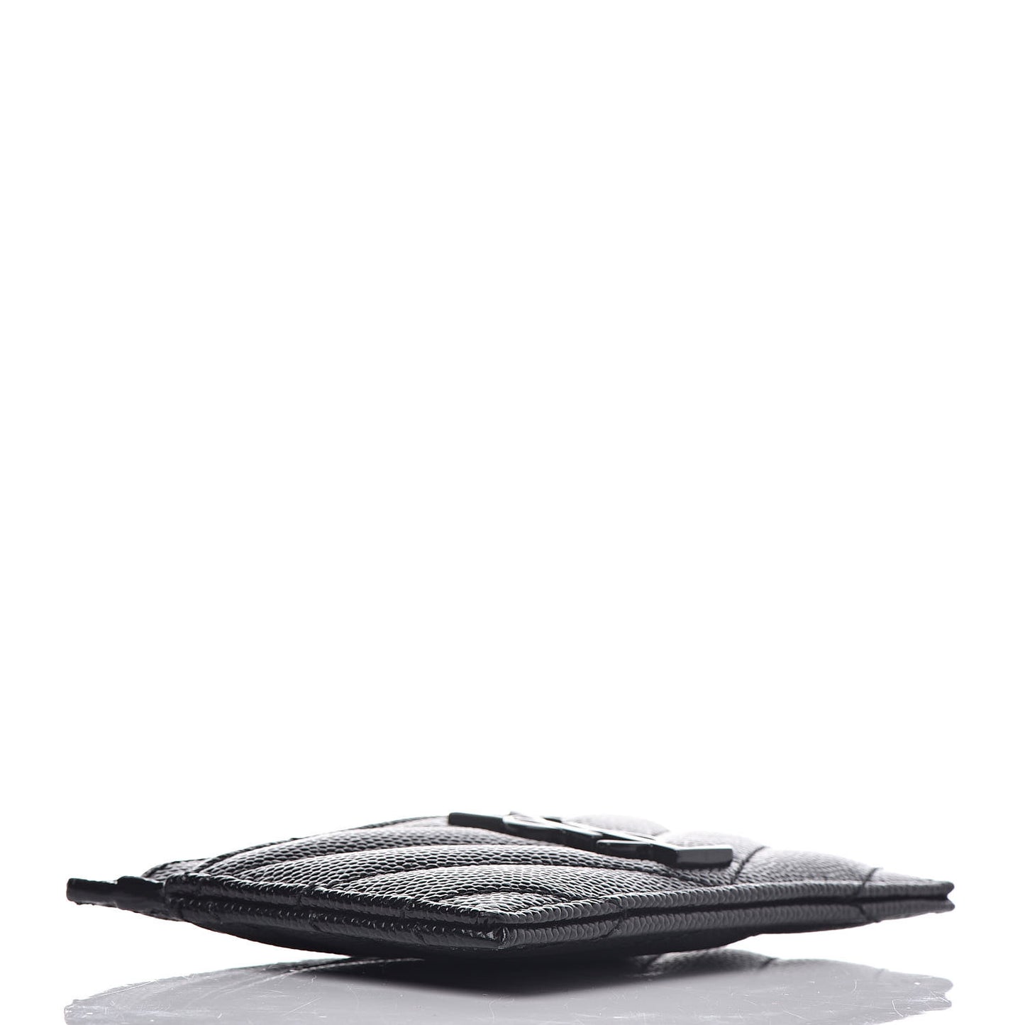 Grain De Poudre Matelasse Chevron Monogram Credit Card Case Black