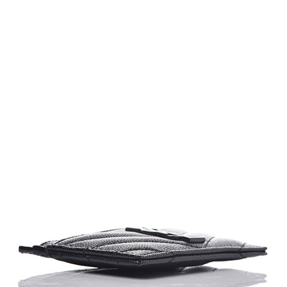 Saint Laurent Grain De Poudre Matelasse Chevron Monogram Credit Card Case Black 4 of 7