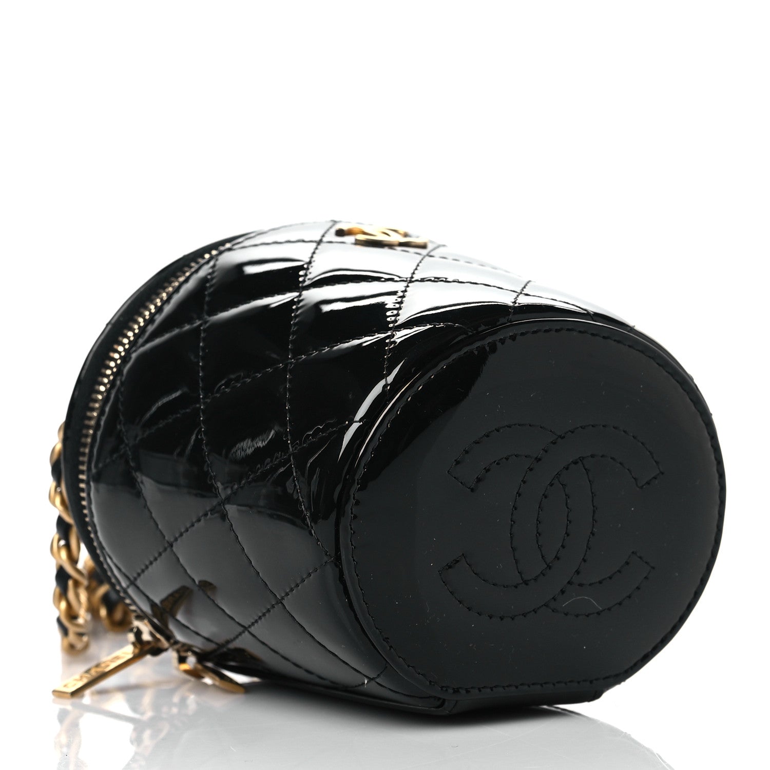 Chanel Patent Quilted Afternoon Tea Top Handle Vanity Case With Chain Black 4 of 10