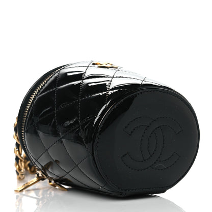 Chanel Patent Quilted Afternoon Tea Top Handle Vanity Case With Chain Black 4 of 10