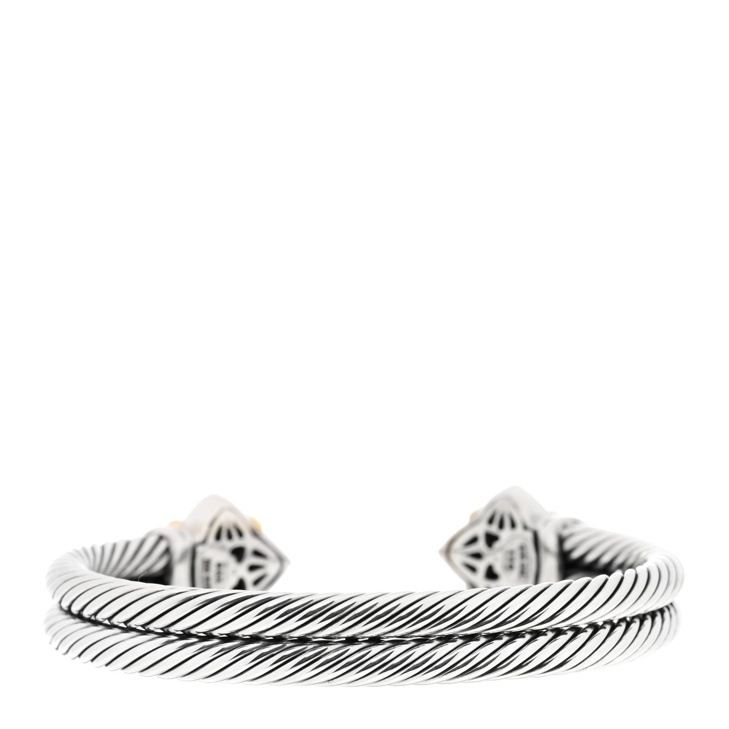 DAVID YURMAN Sterling Silver 18K Yellow Gold Black Onyx Ruby 10mm Quatrefoil Cable Bracelet