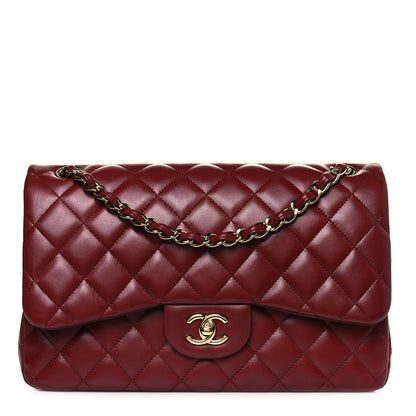 Chanel Lambskin Quilted Jumbo Double Flap Dark Red 1 of 11