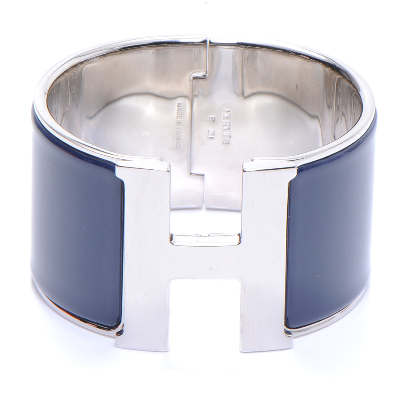 Hermes Enamel Clic Clac H Bracelet Extra Wide Navy 1 of 5