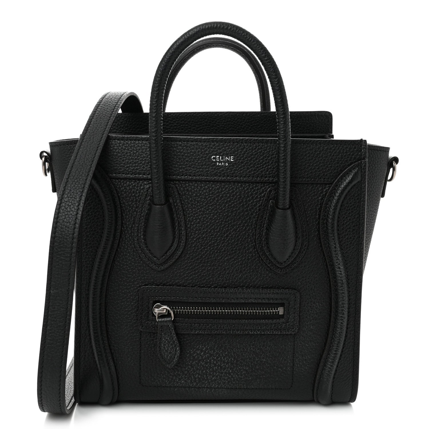 Celine Drummed Calfskin Nano Luggage Black 1 of 10