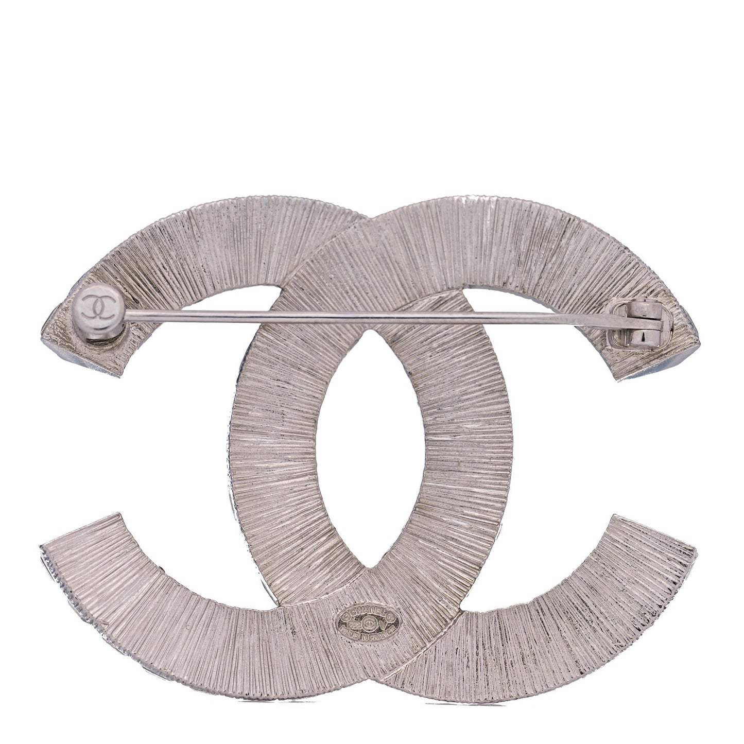 Baguette Crystal CC Brooch Silver