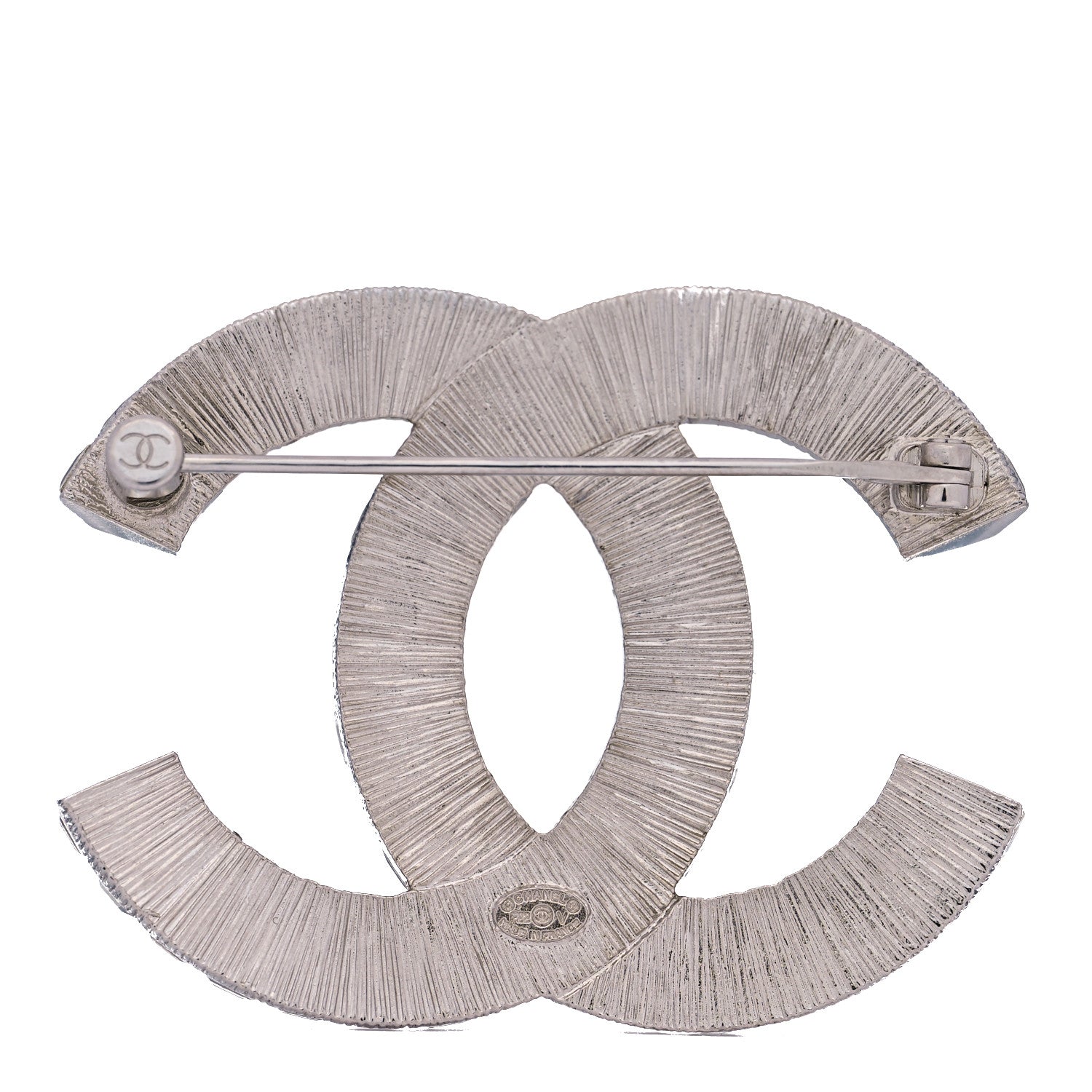 Chanel Baguette Crystal CC Brooch Silver 3 of 6