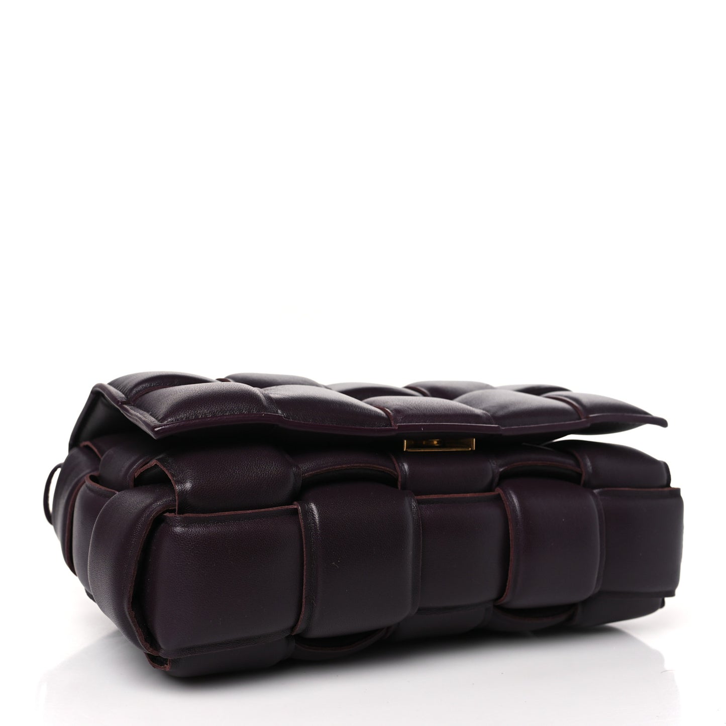 Nappa Maxi Intreccio Padded Cassette Crossbody Bag Plum