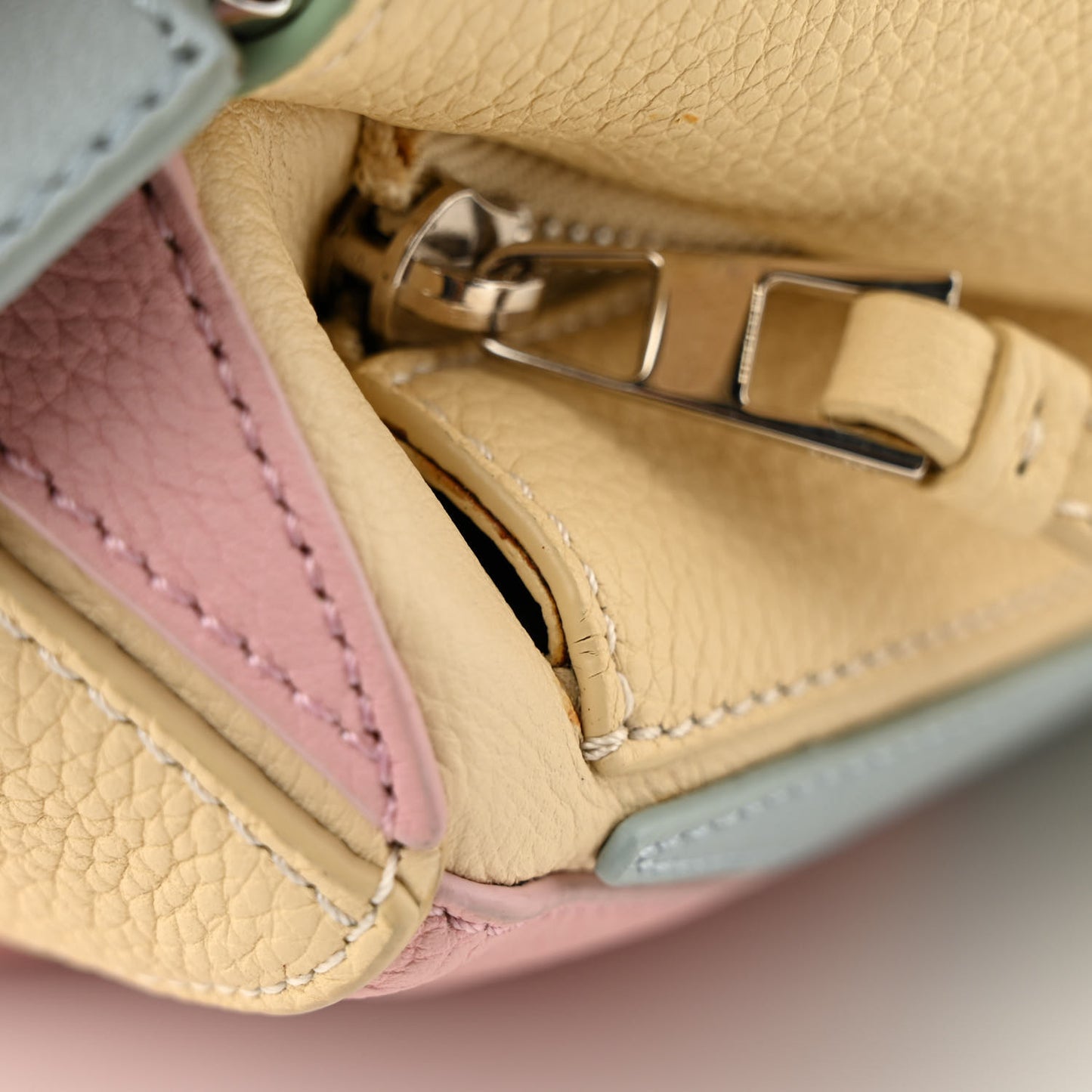Calfskin Colorblock Medium Wrapped Handle Puzzle Bag Pink Multicolor