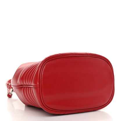 Prada Soft Calfskin Impunture Diagramme Bucket Bag Rosso 4 of 12
