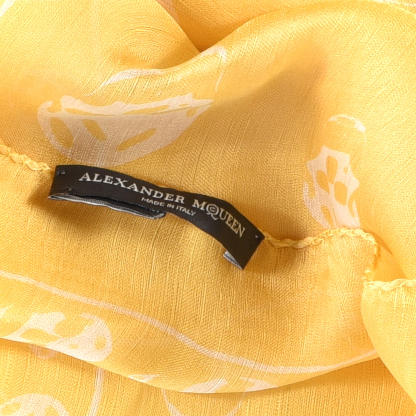 Silk Chiffon Skull Scarf Yellow Ivory