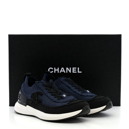 Chanel Fabric Logo Sneakers 36.5 Navy Black 9 of 9