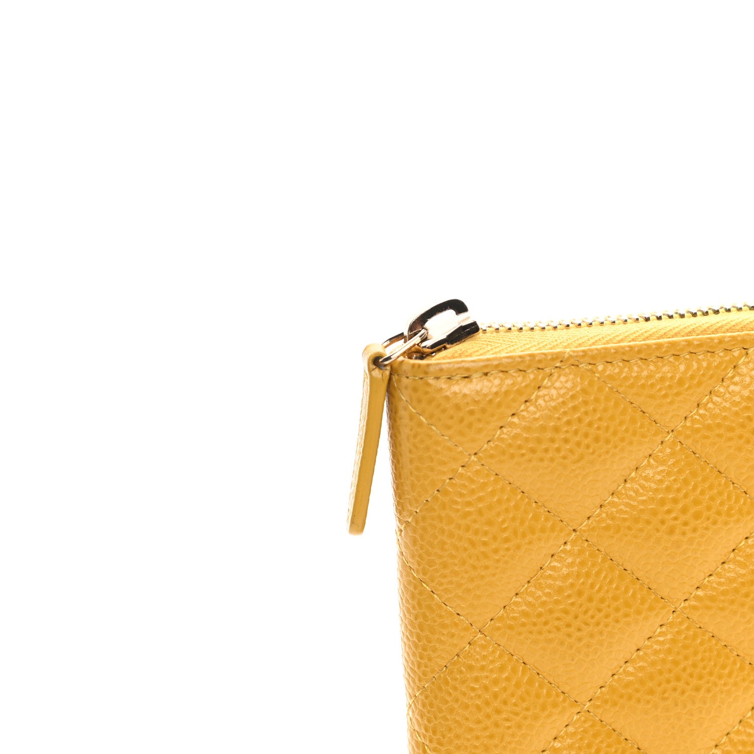 Chanel Caviar Quilted Large Gusset Zip Around Wallet Yellow 11 of 12
