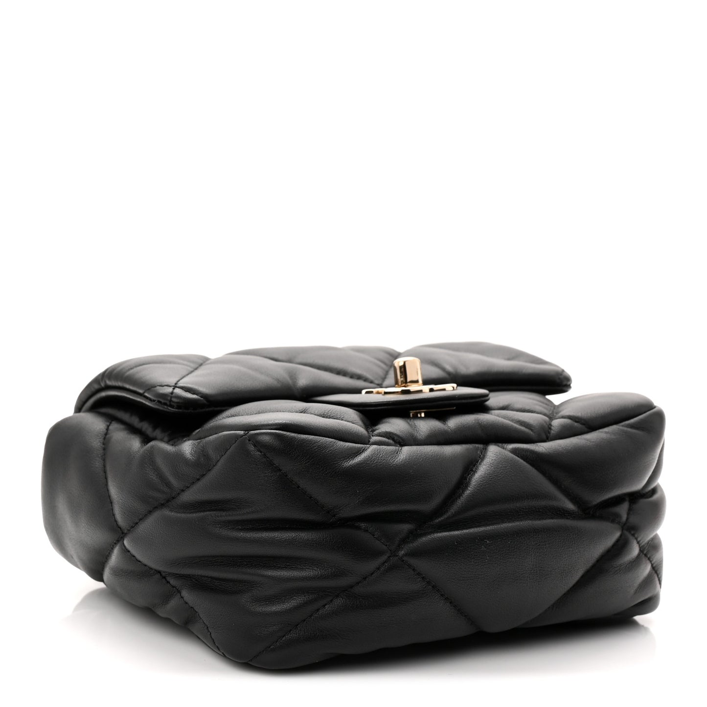 Calfskin Quilted Mini Square Bubbly Flap Black