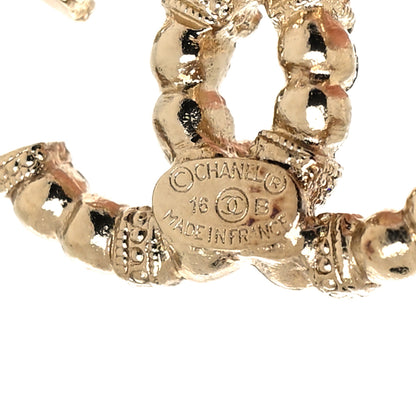 Chanel Metal Crystal CC Drop Earrings Gold 4 of 5