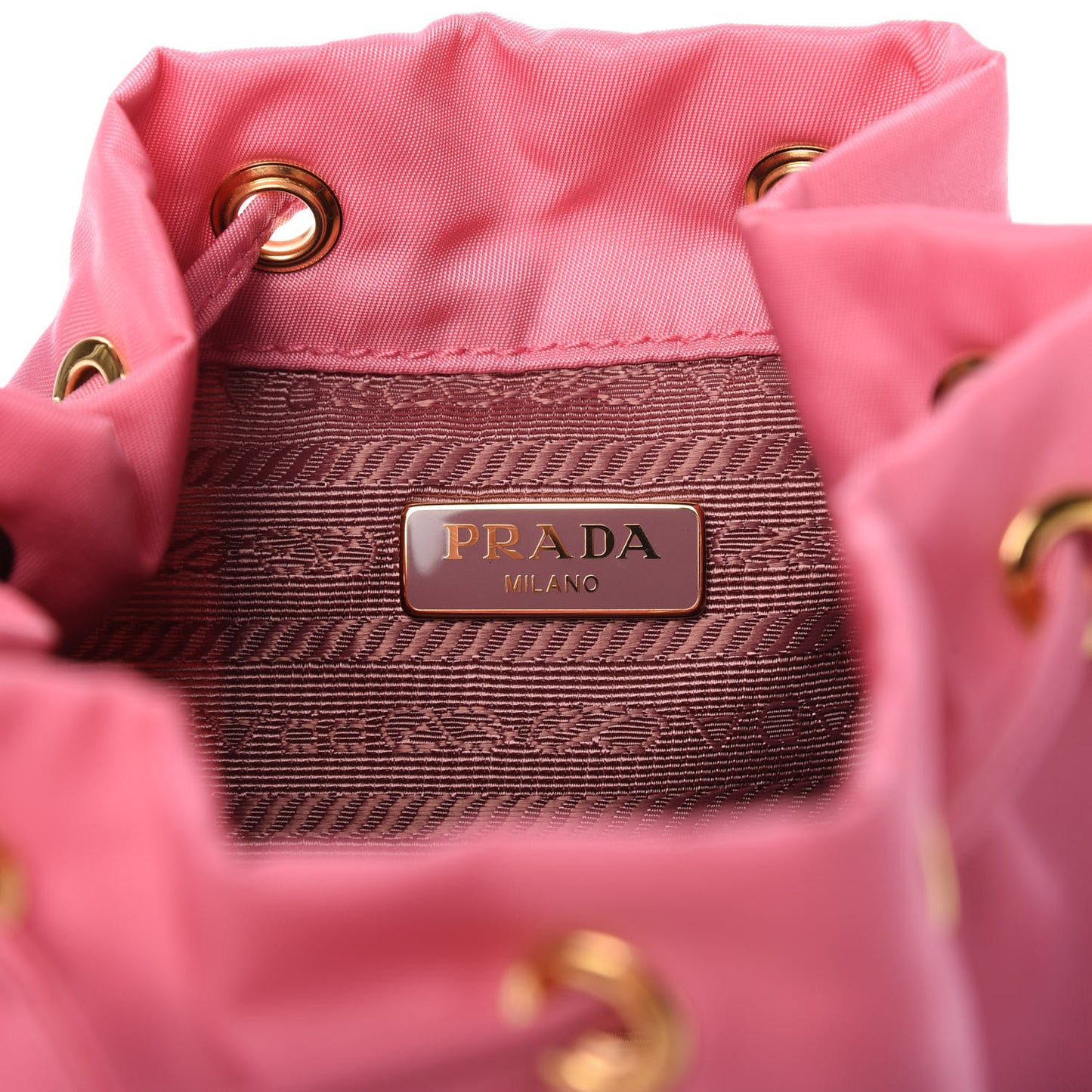 Saffiano Tessuto Nylon Mini Bucket Crossbody Bag Pink