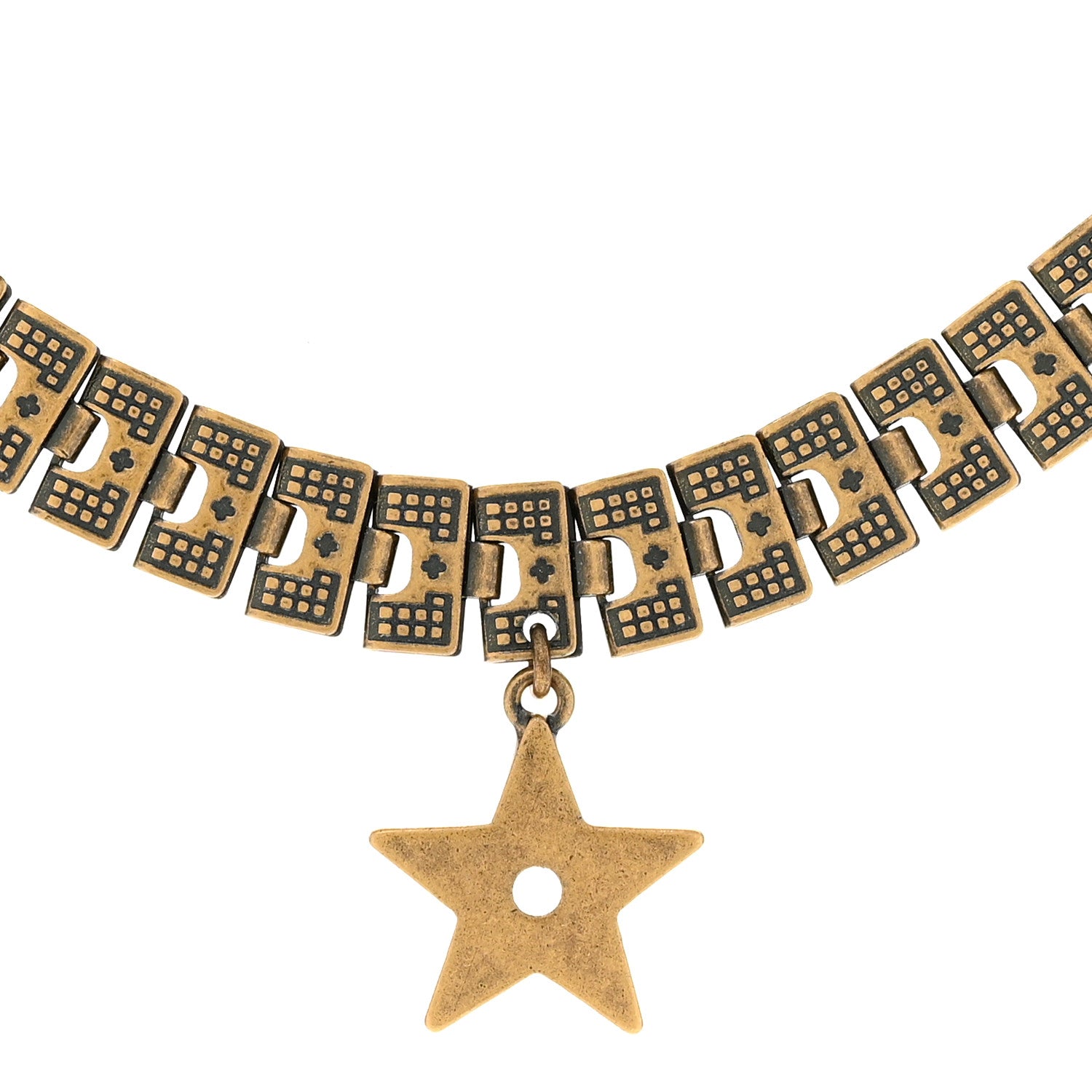 Christian Dior Metal Star Choker Necklace Aged Gold 4 of 5