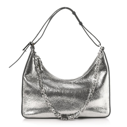 Givenchy Metallic Lambskin Small Moon Cut Out Shoulder Bag Silvery 1 of 11