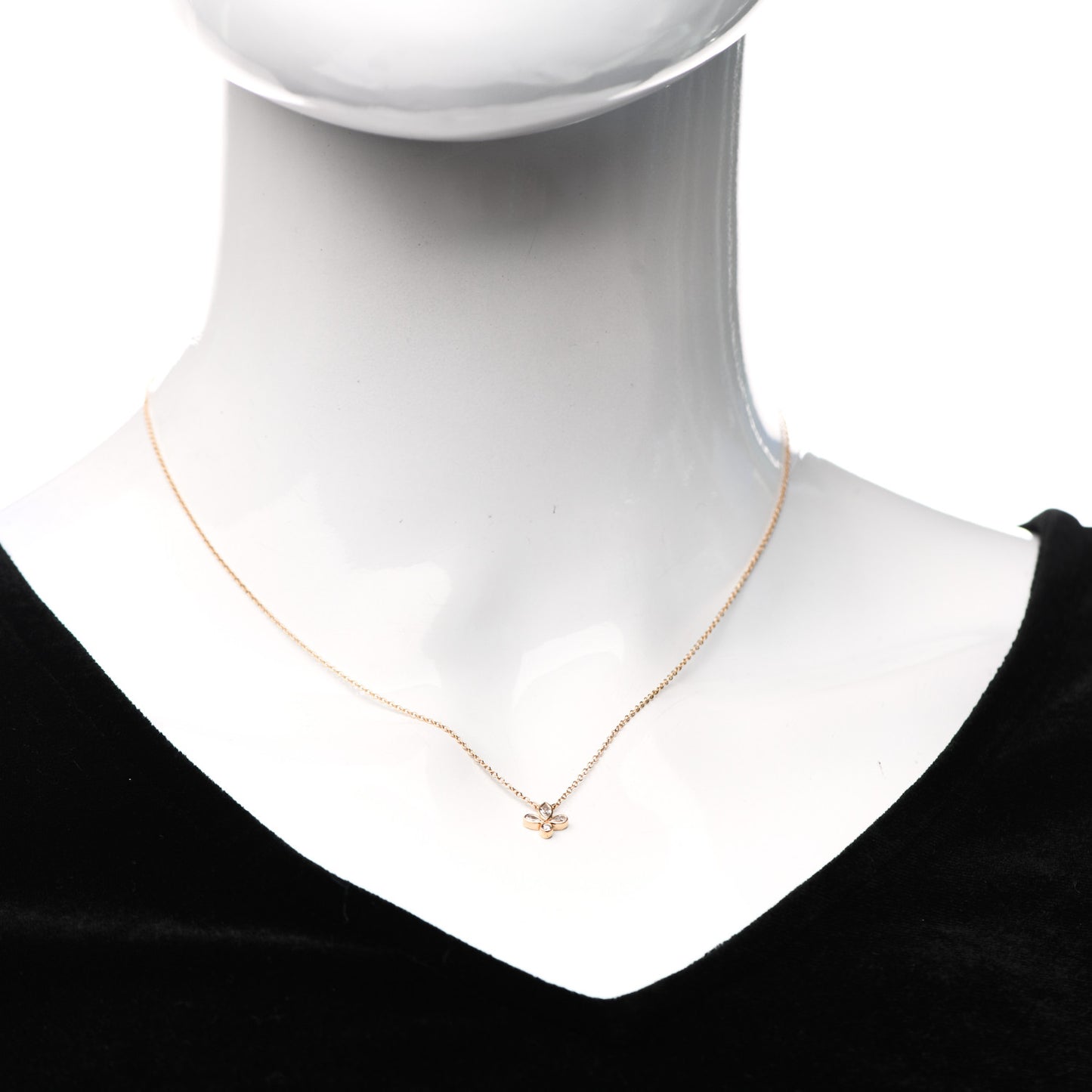 18K Rose Gold Diamond Fleur de Lis Pendant Necklace