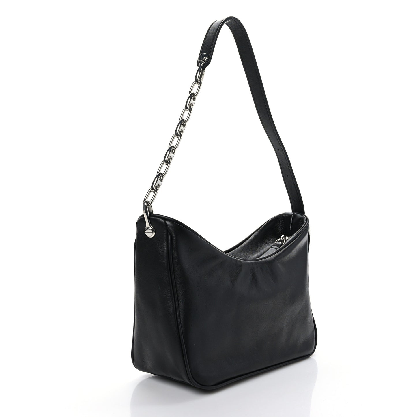 Calfskin Tempo Baguette Shoulder Bag Black