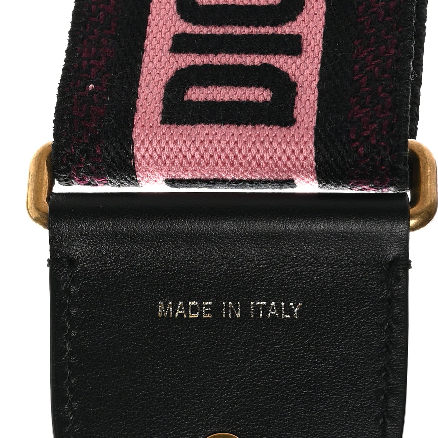 Canvas Embroidered Shoulder Strap Pink Black