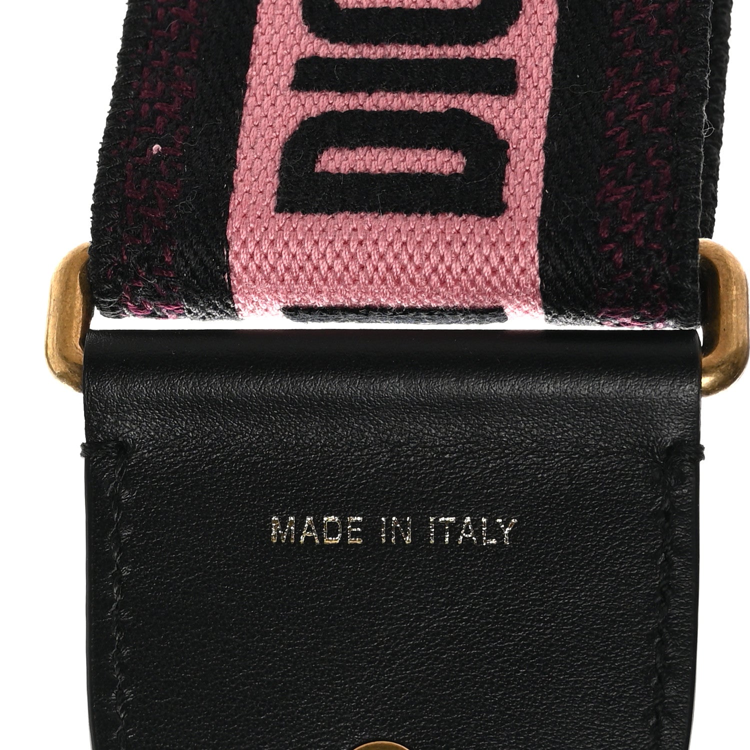 Christian Dior Canvas Embroidered Shoulder Strap Pink Black 4 of 4