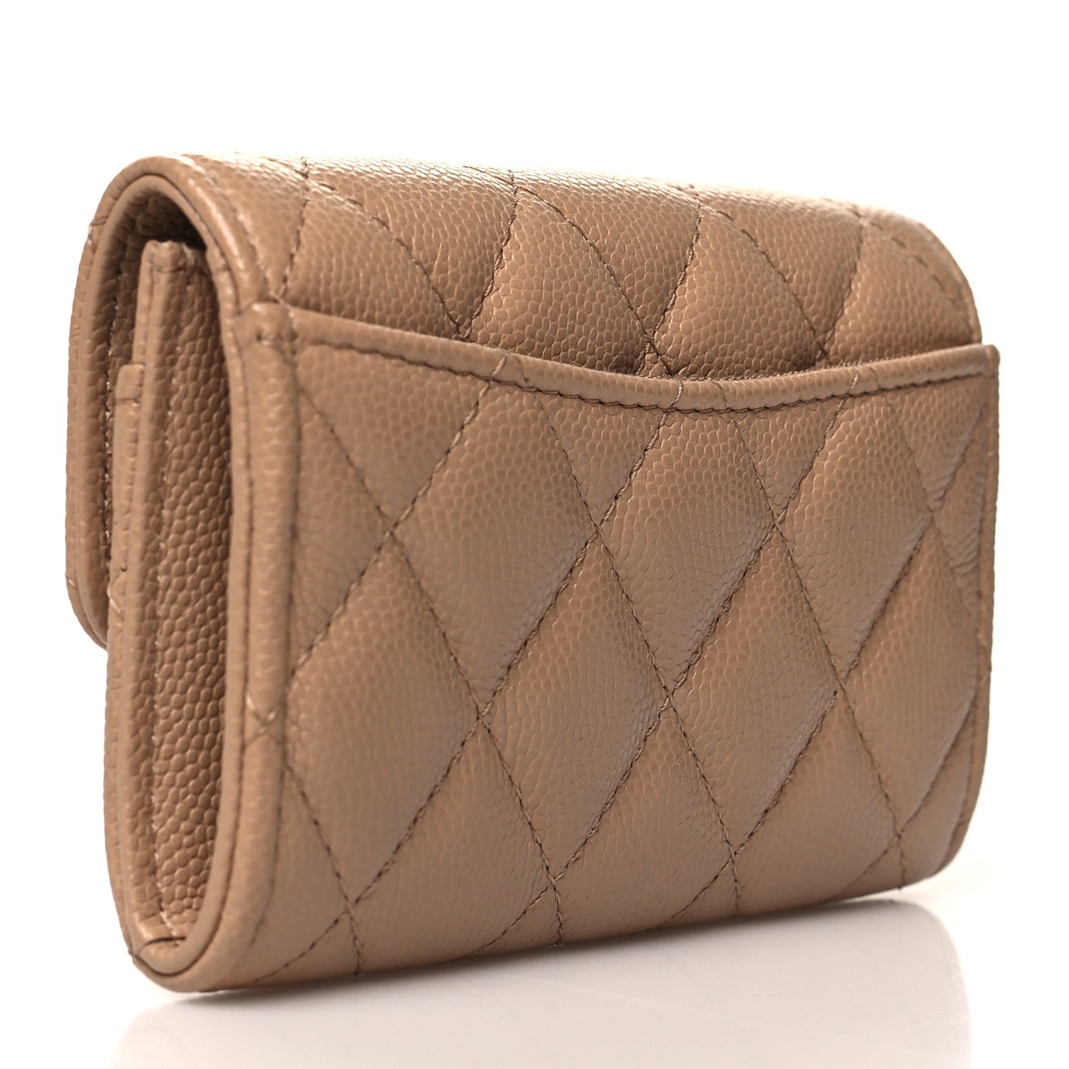 Chanel Caviar Quilted Flap Card Holder Wallet Beige 3 of 9