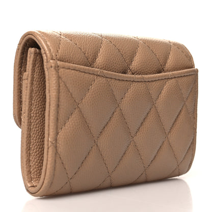 Chanel Caviar Quilted Flap Card Holder Wallet Beige 3 of 9