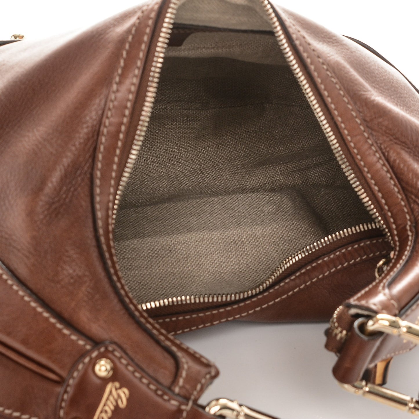 Calfskin Bamboo Horsebit Hobo Brown