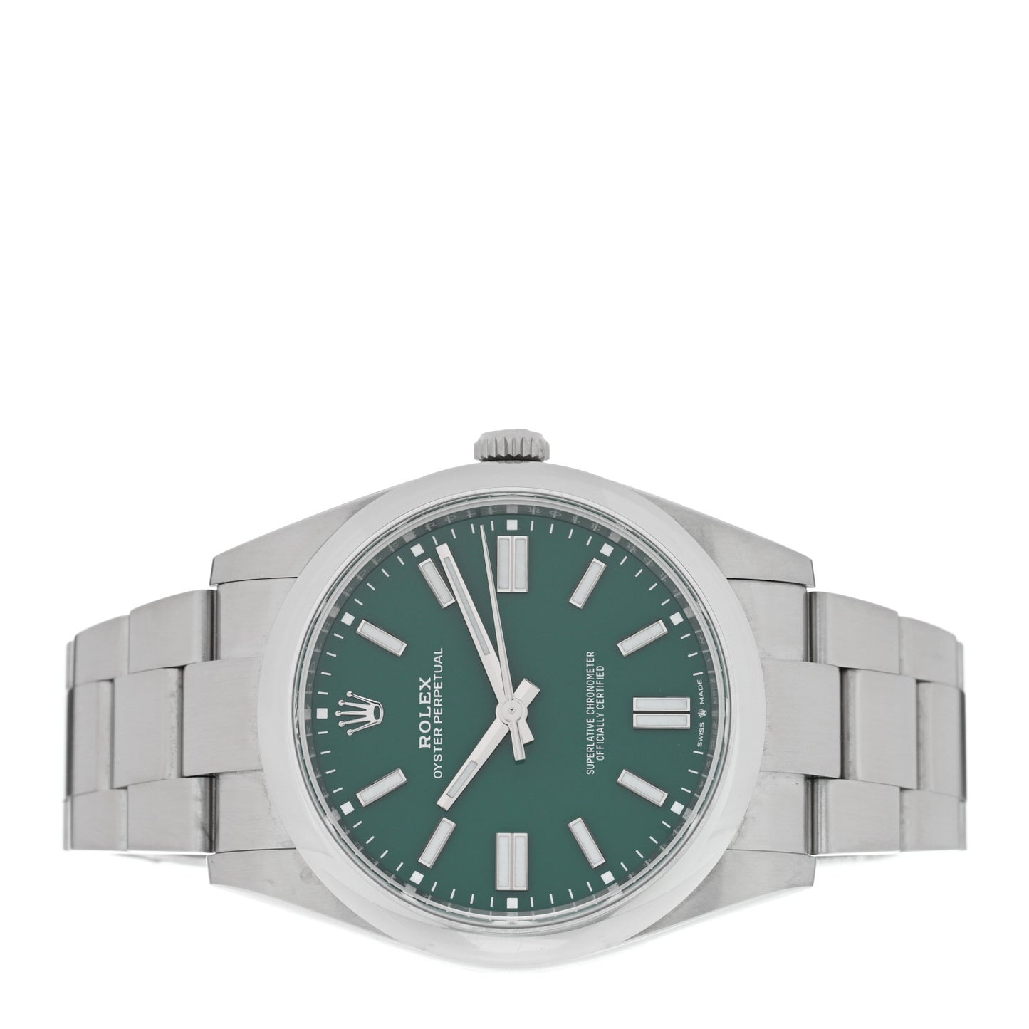 Stainless Steel 41mm Oyster Perpetual Watch Green 124300