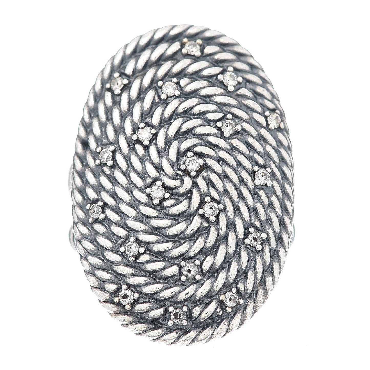Sterling Silver Diamond Cable Coil Ring 56 7.5
