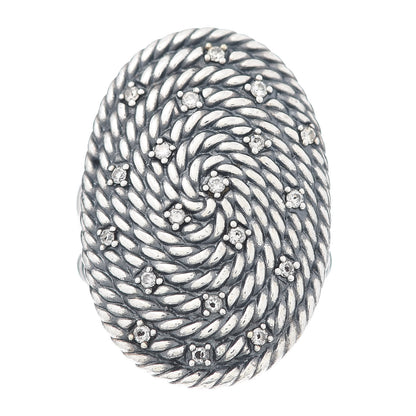 David Yurman Sterling Silver Diamond Cable Coil Ring 56 7.5 1 of 5