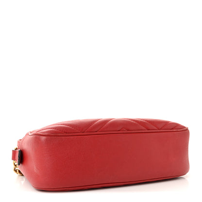 Gucci Calfskin Matelasse Small GG Marmont Chain Shoulder Bag Hibiscus Red 4 of 10