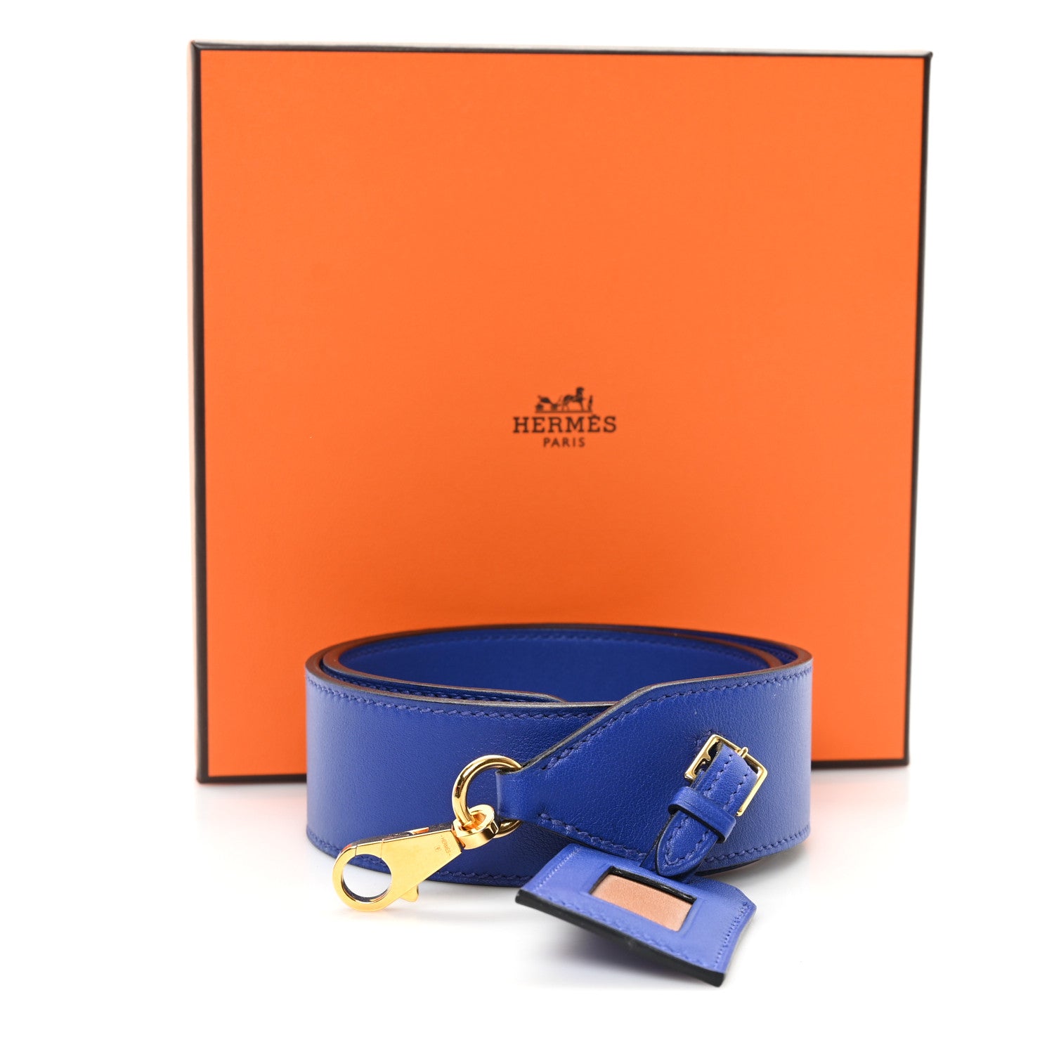 Hermes Swift 38mm Etiquette Shoulder Strap Bleu Saphir 4 of 5