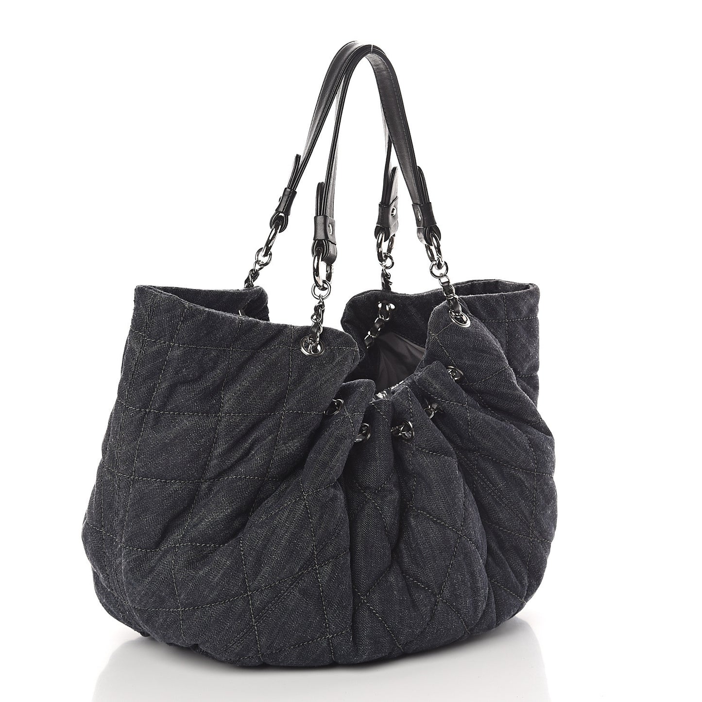 Denim Quilted Stretch Spirit Large Cabas Tote Blue