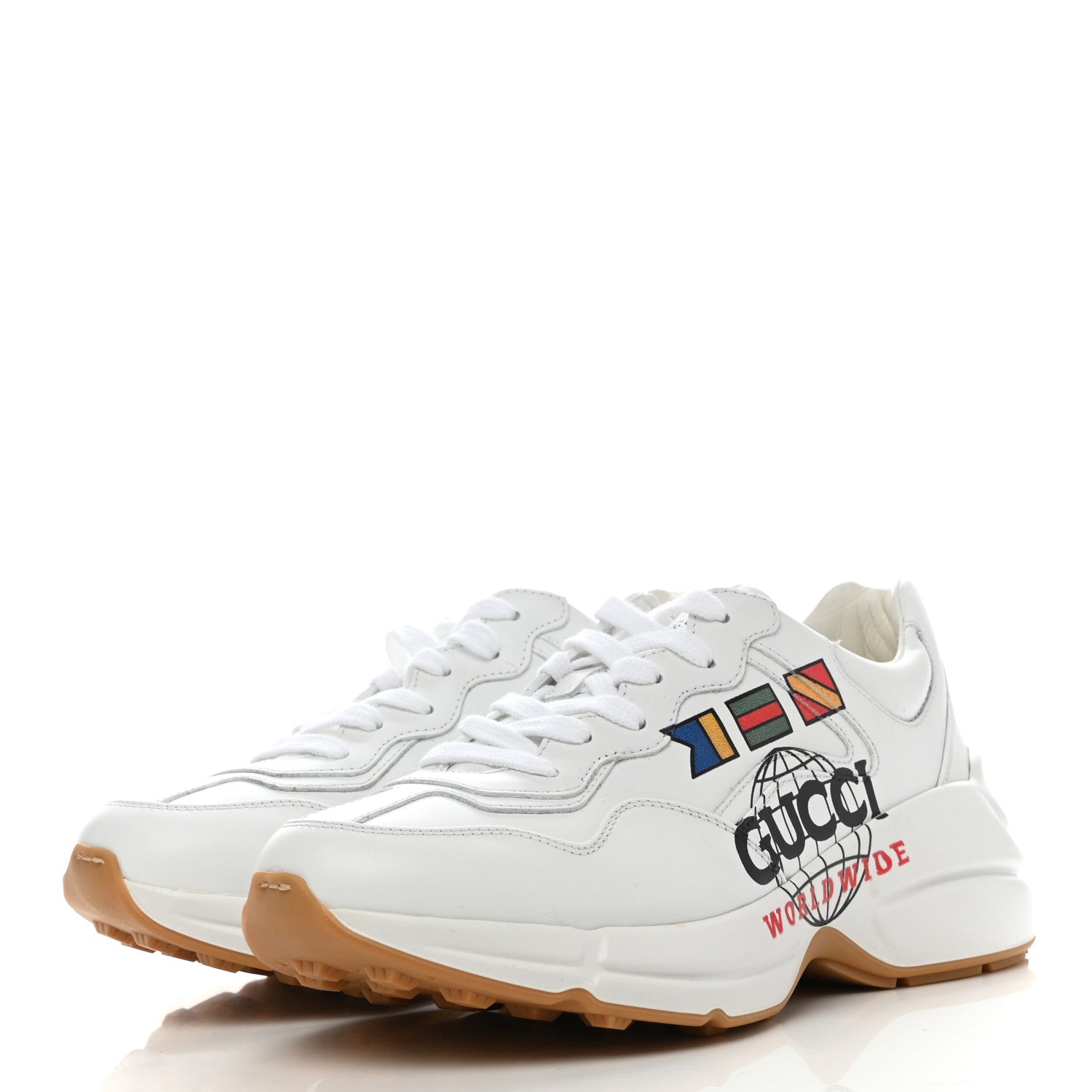 Gucci Calfskin Worldwide Womens Rhyton Sneakers 37 Great White 4 of 13